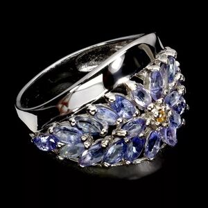 NEW 925 Sterling Silver Ring Marquise Tanzanite Sapphire Gemstone Size 8.5